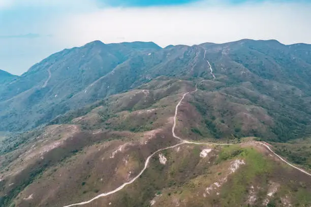 Photo of Amazing trail footpath in the popular hiking location, Ling Wui Shan, Lantau Island, Hong Kong