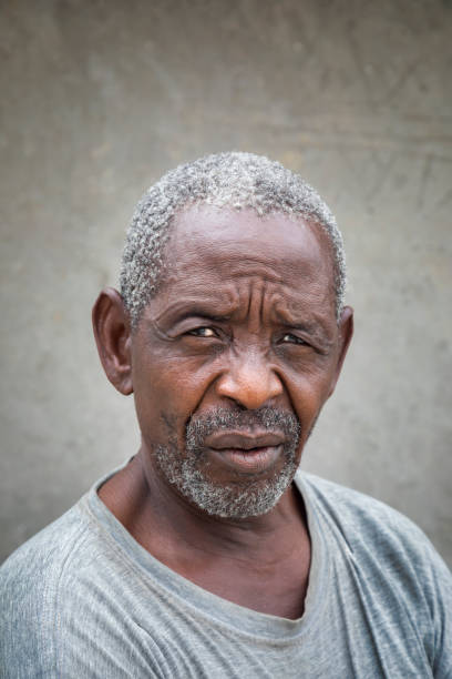 portrait old african man stock photo