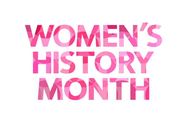 Women's History Month pink concept. March is Women's History Month concept. Modern text isolated on white background, vector. womens history month stock illustrations