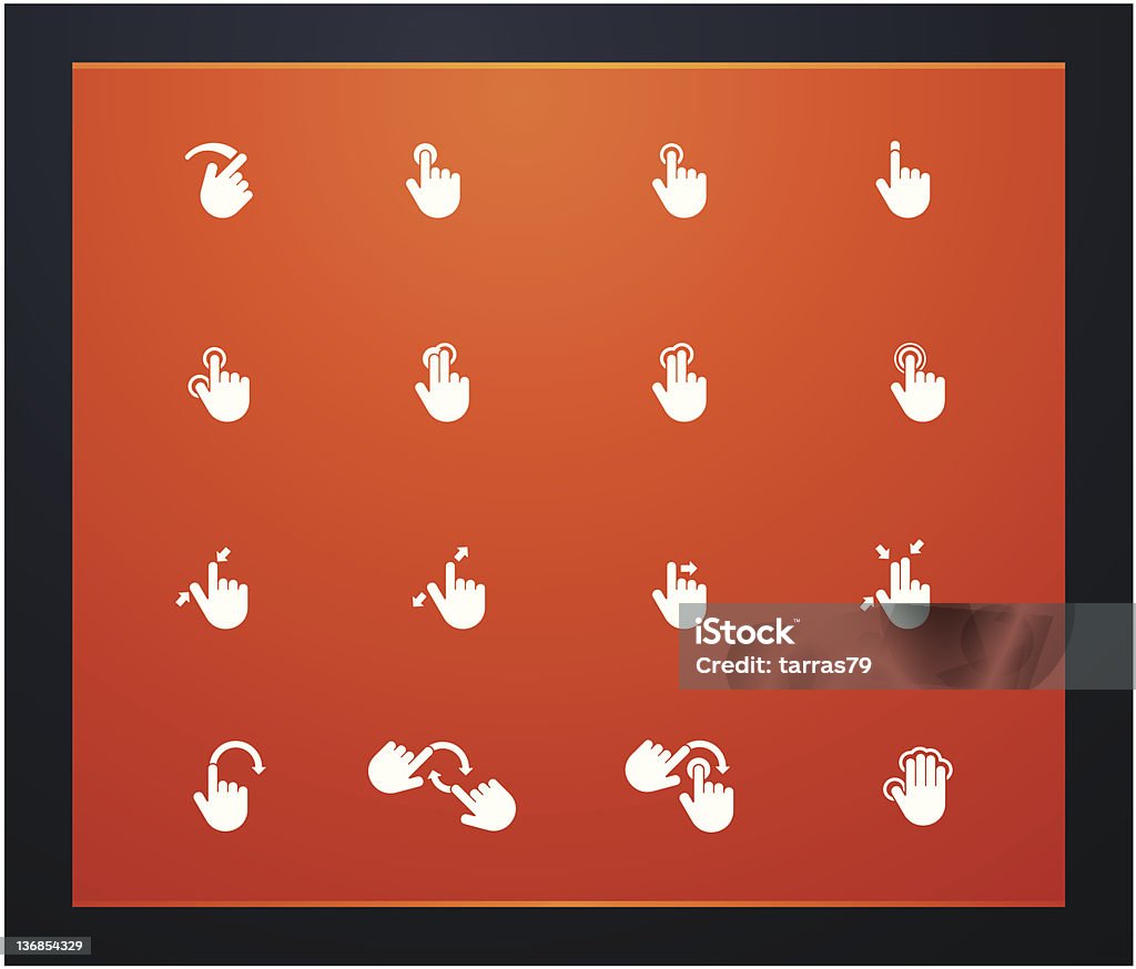 Touchscreen gesti glifi - arte vettoriale royalty-free di Applicazione mobile