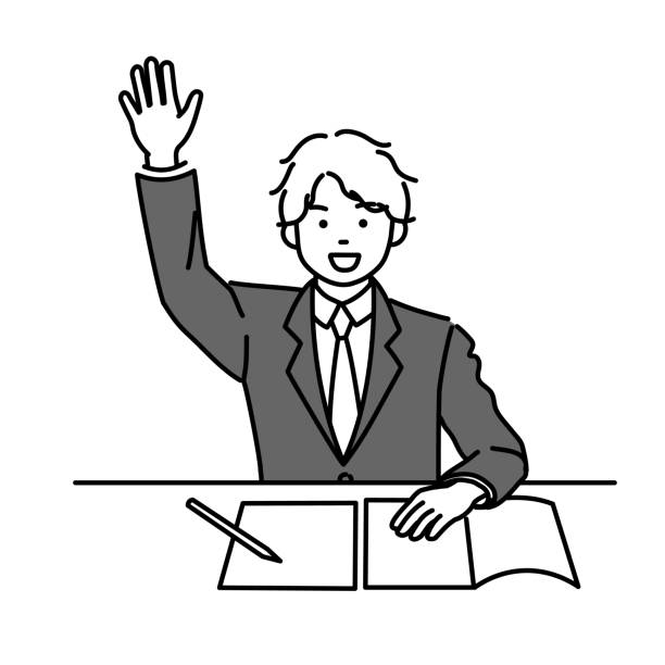 Monochrome illustration of a male student raising his hand during class This is a monochrome illustration of a male student raising his hand during class.
Vector data that is easy to edit.。 high school student classroom education student stock illustrations