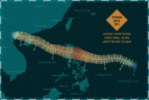 typhoon nesat 2011 track philippine sea infographic - 海南島 插圖 幅插畫檔、美工圖案、卡通及圖標