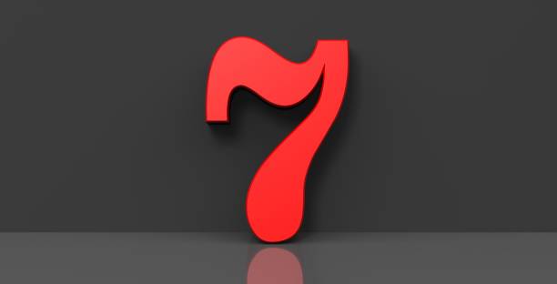 7 seven seventh number red on black background 3d rendering illustration in high resolution
