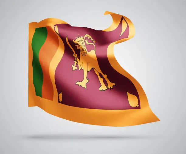 Vector illustration of Sri Lanka, vector 3d flag isolated on white background