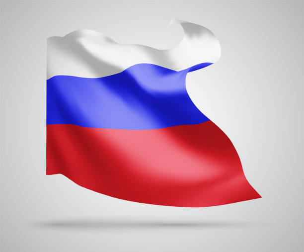 istock Russia, vector flag with waves and bends waving in the wind on a white background. 1368550086