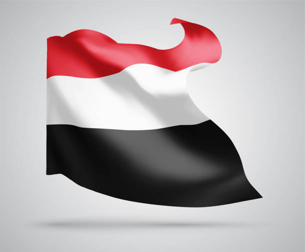 istock Yemen , vector flag with waves and bends waving in the wind on a white background. 1368550176