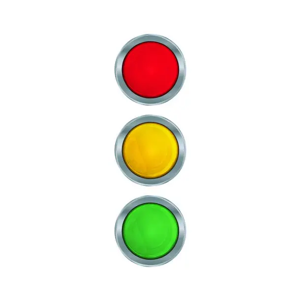 Vector illustration of Traffic light symbol design flat style vector illustration, isolated on white.