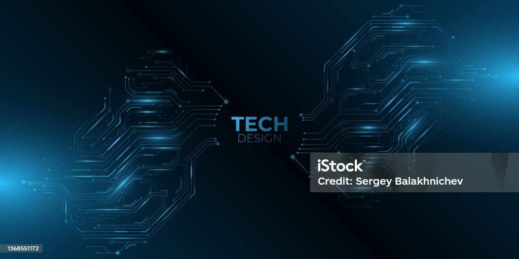 Technology Background With Glowing Circuit Computer Board Light Effect ...
