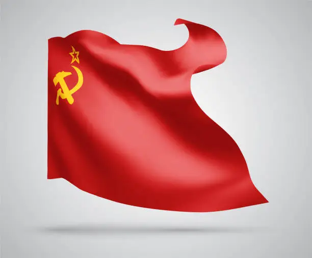 Vector illustration of red banner of communism USSR vector 3d flag isolated on white background