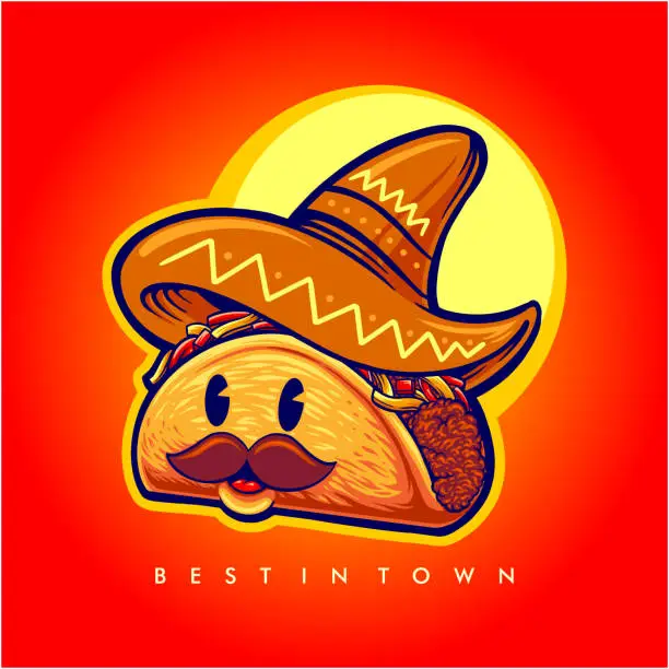 Vector illustration of Cute mustache tacos logo mascot