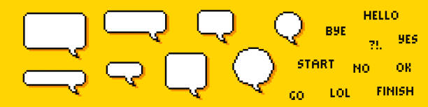 ilustrações de stock, clip art, desenhos animados e ícones de pixel speech bubbles. chat speech or dialogue. set of empty pixelated speech bubbles. vector illustration - cloud computer equipment technology pixelated