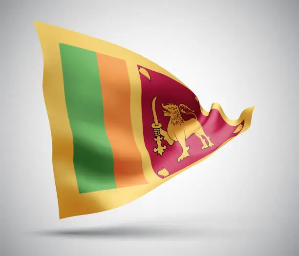 Vector illustration of Sri Lanka, vector 3d flag isolated on white background