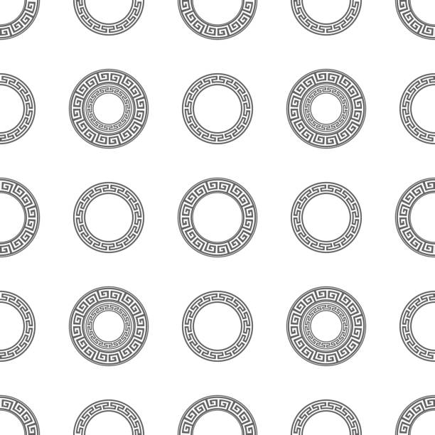 Circle greek seamless pattern with round meander borders. Vector EPS 10. Circle greek seamless pattern with round meander borders. Vector EPS 10 roman empire vector stock illustrations