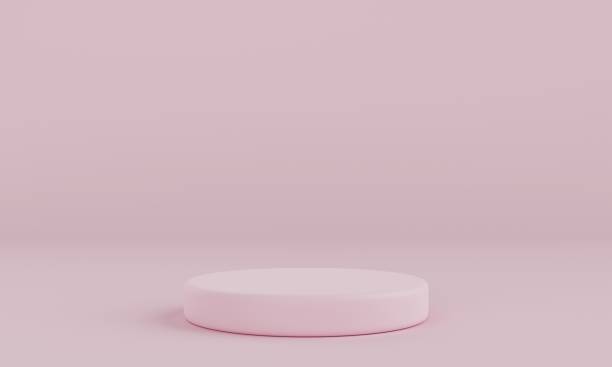 istock Minimal pink pastel podium with background wall. Abstract and object for advertising concept. 3D illustration rendering 1368557929
