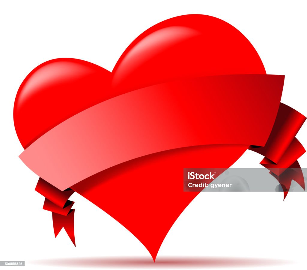 Coeur ruban blanc - clipart vectoriel de Amour libre de droits