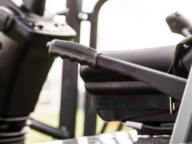 istock Close up of black hand brake i 1368561378
