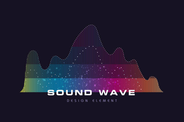 illustrations, cliparts, dessins animés et icônes de ondes sonores. effet dynamique. illustration vectorielle avec particule. - sine wave oscillation energy sound