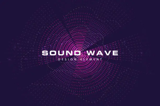 Vector illustration of Sound Wave. Rippled background template. Abstract science or technology illustration with particle.
