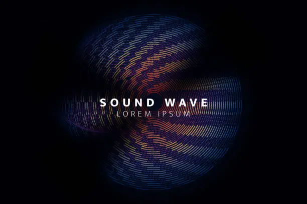 Vector illustration of Sound circle wave. Abstract music ripple, audio amplitude waves flux vector background