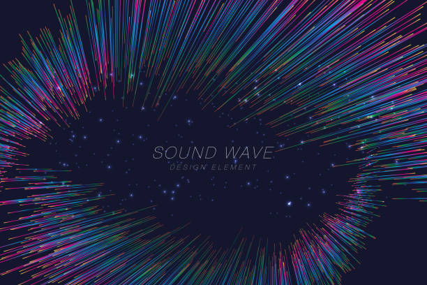 ilustraciones, imágenes clip art, dibujos animados e iconos de stock de fondo ondulado con efecto de movimiento. estilo de tecnología 3d. - sound wave sound mixer frequency wave pattern