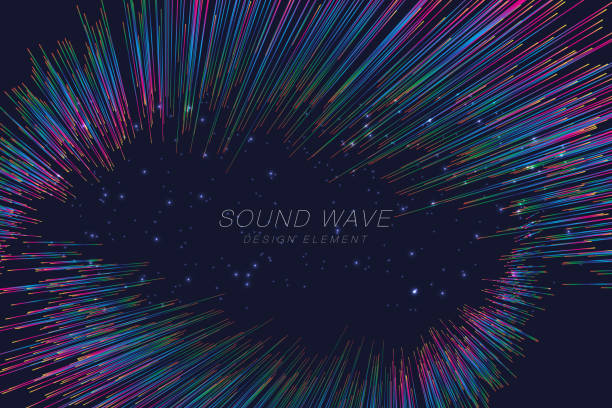 illustrazioni stock, clip art, cartoni animati e icone di tendenza di sfondo ondulato con effetto movimento. stile tecnologico 3d. - sound wave sound mixer frequency wave pattern