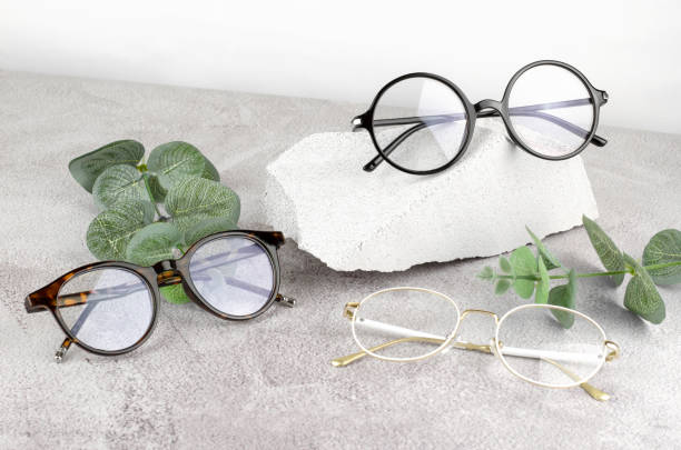 istock Glasses for vision of different types on a concrete background. 1368565264