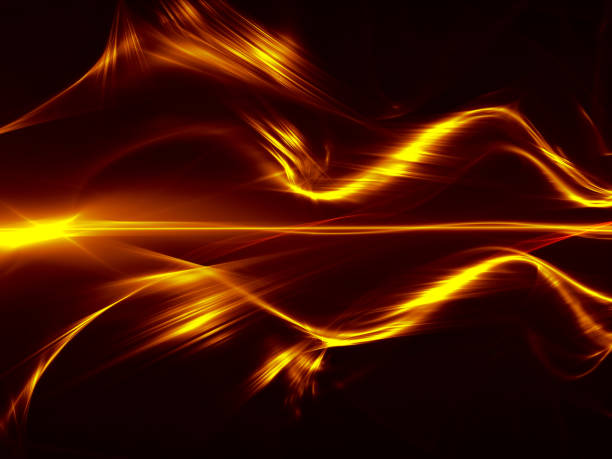 istock Golden fractal background - glowing waves - computer generated illustration 1368565295
