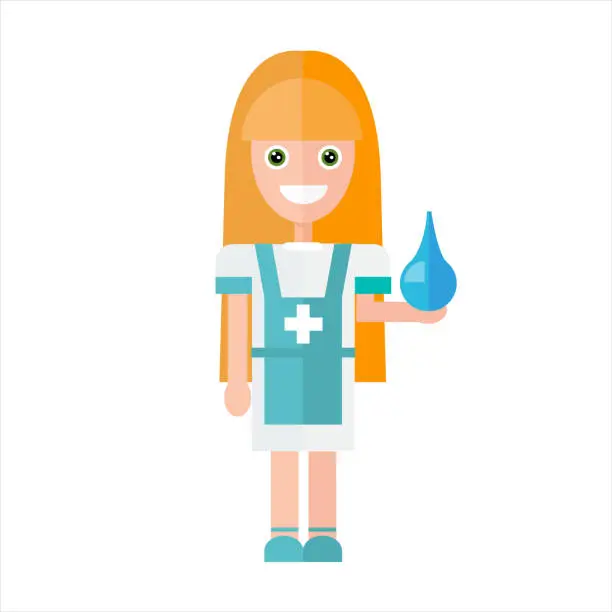 Vector illustration of Nurse with enema.