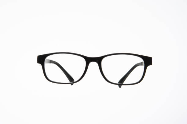 istock Black plastic frame eyeglasses. Close up studio shot, isolated on white background, no people 1368567801