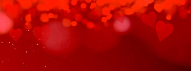 istock Red pastel abstract template texture background banner panorama with hearts and bokeh lights - Concept Mother's Day, Valentine's Day, Birthday, Christmas Wedding and copy space 1368569759