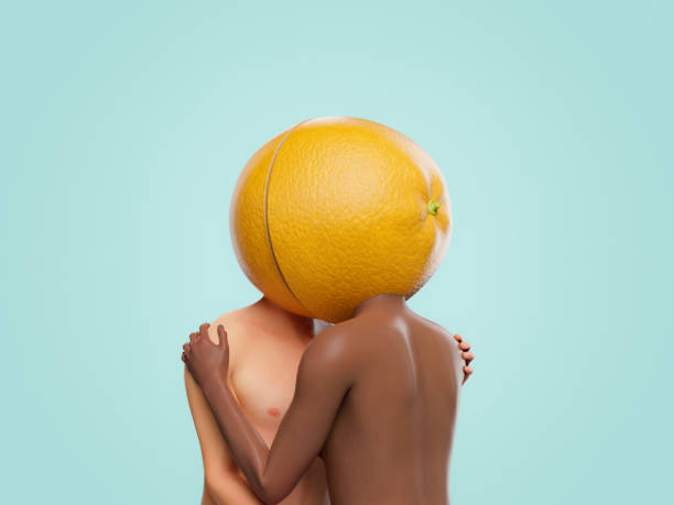 concept demi-orange. amour - fruit bodies photos et images de collection