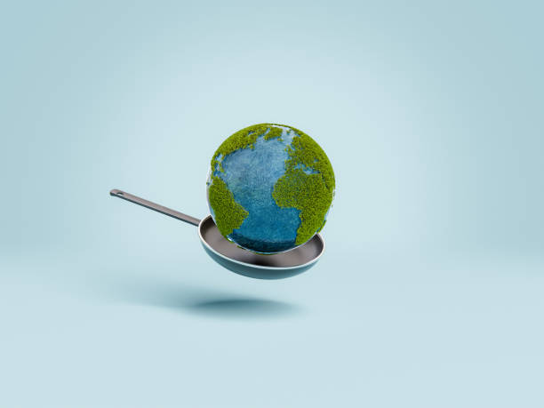 planet earth on a frying pan - world cuisines imagens e fotografias de stock