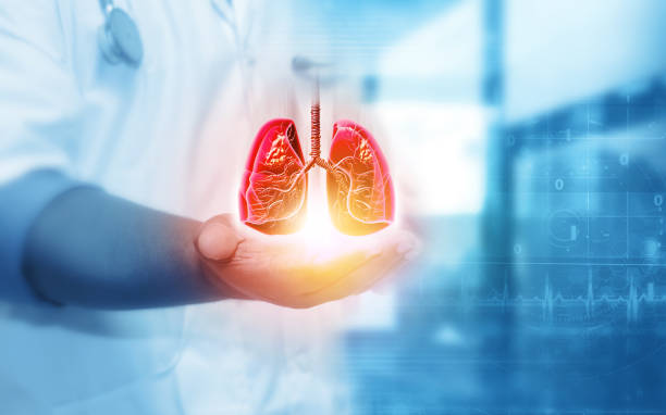 istock Doctor shows the lung disease concept on blurred background. 1368572453