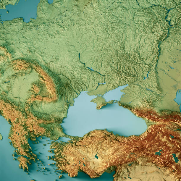 Ukraine Black Sea 3D Render Topographic Map Color stock photo