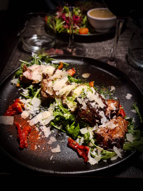 istock Restaurant five stars service. Meat Valentine's day 1368575324