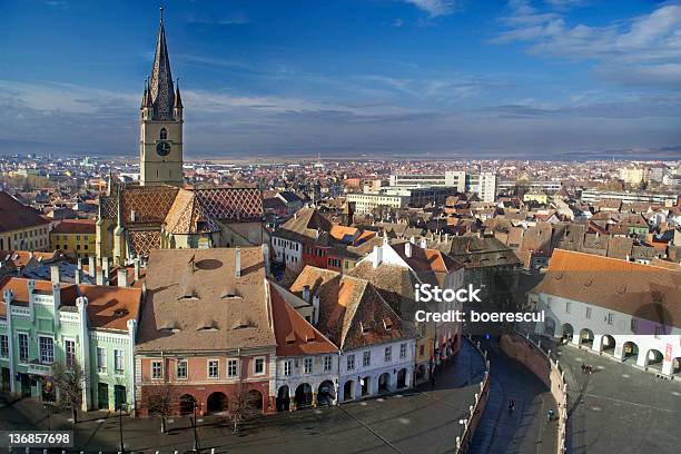 Sybin Old Town - zdjęcia stockowe i więcej obrazów Sybin - Sybin, Ujęcie z lotu ptaka, Wieża - Konstrukcja budowlana