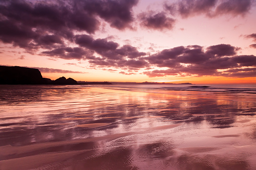 Sunset At Watergate Bay, Cornwall, South West, England, UK
