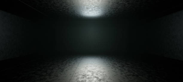 Surreal Future Cyber Background Alien Spaceship Room Tunnel Corridor Dim Lighting with Gray Colors With Space For Text For Web Banners Or Headers 3D Illustration