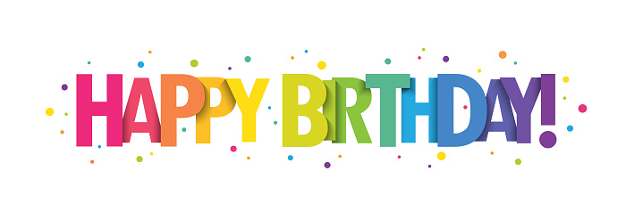 HAPPY BIRTHDAY! colorful vector typography banner with dots