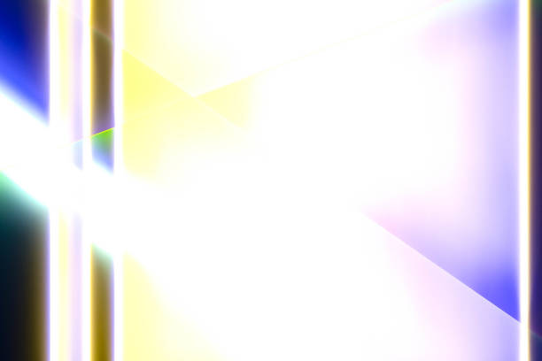 The Glowing neon light background. Bright beam illumination. Yellow-blue lighting neon. 3D illustration.