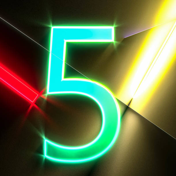 istock Green number five neon. Glowing number 5. 3D illustration. 1368591791