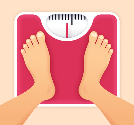 Person Standing on a Weight Scale Weighing Themselves