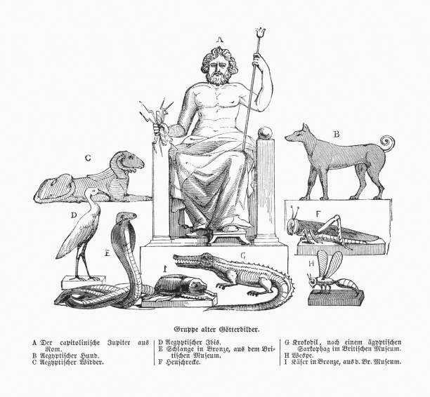 1862年に出版された様々な古代の神々、木彫り - mythology statue roman roman mythology点のイラスト素材／クリップアート素材／マンガ素材／アイコン素材