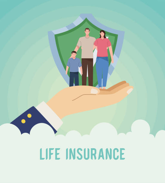 life insurance lettering with shield life insurance lettering with shield icons life insurance stock illustrations