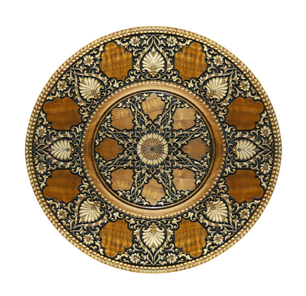 istock Arabic carved ornament on wooden plate, patterns. 1368605497