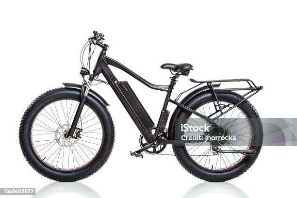 Electric Bicycle Profile Stock Photo - Download Image Now - Electric Bicycle, Cut Out, Horizontal