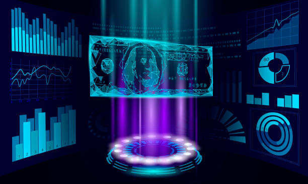 istock Digital bill 3D web banking concept. Polygonal point line online shopping ticket payment smartphone. Financial electronic technology budget banner template vector illustration 1368610583