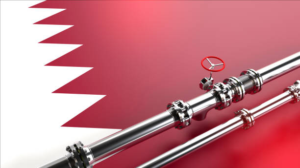 Chemical pipeline networks and infrastructure in Qatar. Politics, Markets and Gas Supply Security. stock photo
