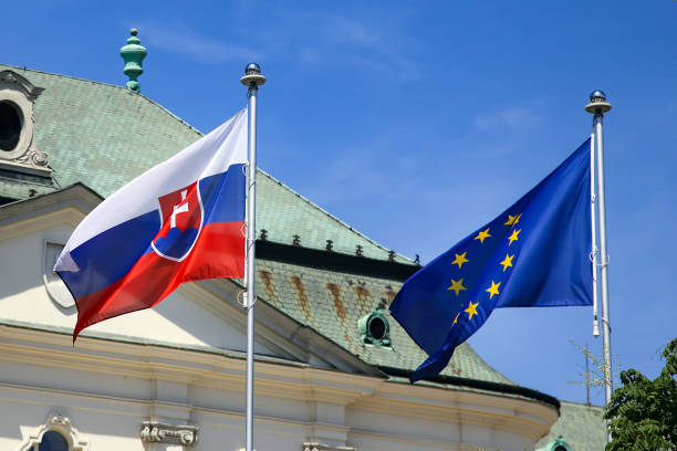 istock Flags of Slovakia and EU 1368613348