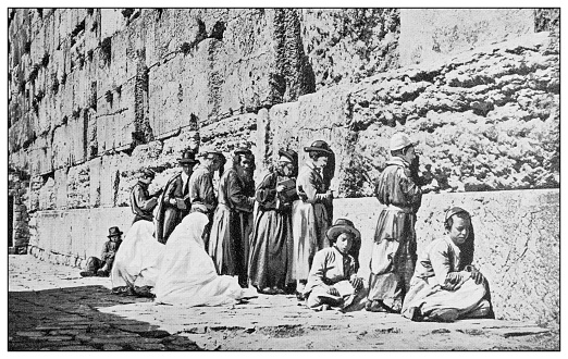 Antique travel photographs of Jerusalem and surroundings: Wailing wall